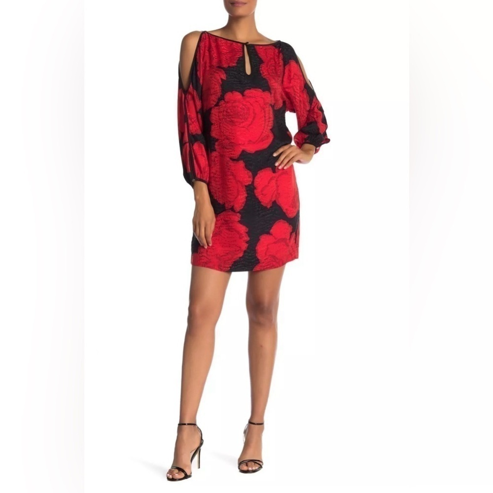 TRINA TURK Velvet Rope Cold Shoulder Silk Dress, Size 4 (v)